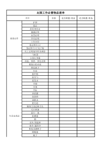 出国工作必需物品清单(男士)