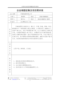 企业难题征集及项目需求表