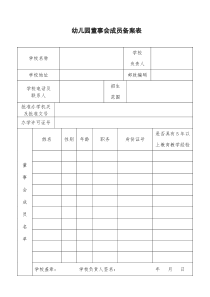 幼儿园董事会成员备案表