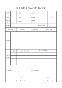 事业单位人员聘用审批表