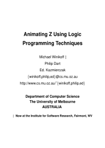 Animating Z Using Logic Programming Techniques