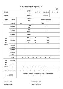 工程公司单项工程成本核算表格