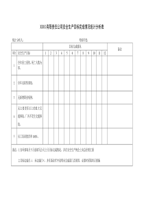 公司安全生产目标完成情况统计表
