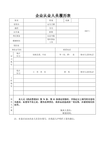 企业从业人员履历表