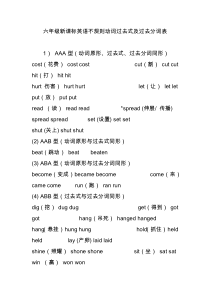 六年级新课标英语不规则动词过去式及过去分词表