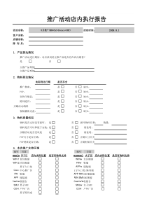 表9推广活动店内执行报告