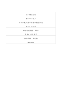 知识产权产品平行进口问题研究