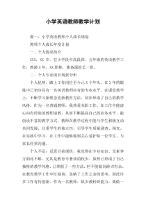 小学英语教师教学计划