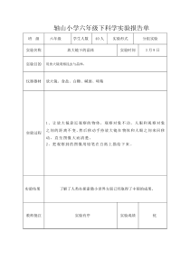 教科版六年级下科学实验报告单新版