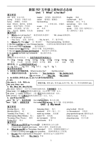 2017新人教版PEP五年级英语上册各单元知识点总结