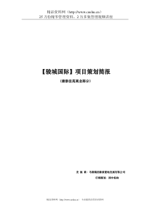 骏城国际--康泰佳苑商业部分项目策划简报