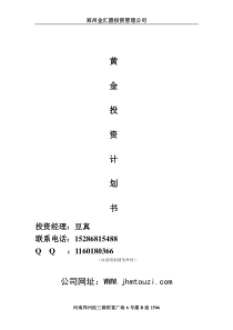 黄金投资策划书