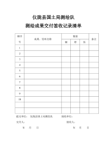 测绘成果交付签收记录清单