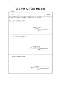 安全文明施工措施费报审表