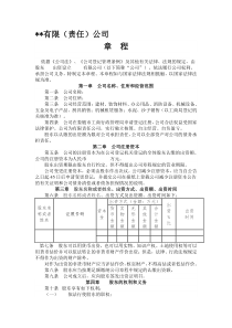 有限责任公司章程范本