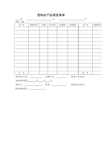 营销点产品需货清单