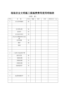 现场安全文明施工措施费费用使用明细表