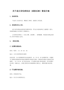 关于成立羽毛球协会策划方案