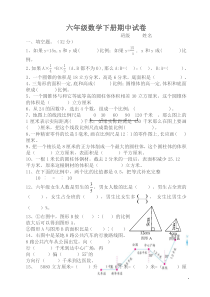 (苏教版)六年级数学下册期中试卷(最新)