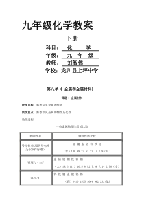 2012人教版新课标九年级化学下册(8-12单元)教学案