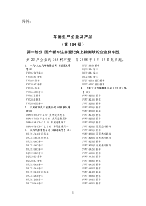 车辆生产企业及产品（第164批）第一部分国产新车注册登记