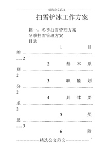 扫雪铲冰工作方案