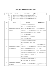 足球脚内侧踢球单元教学计划.doc