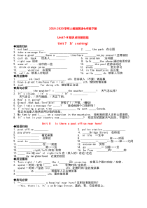 2019-2020年人教版英语七年级下册unit7-12知识点归纳总结(无答案)