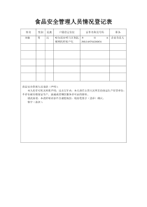 食品安全管理人员情况登记表