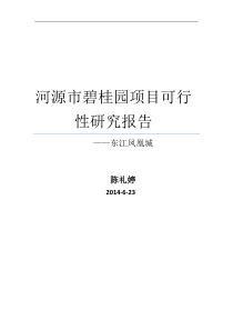 河源市碧桂园项目可行性研究报告