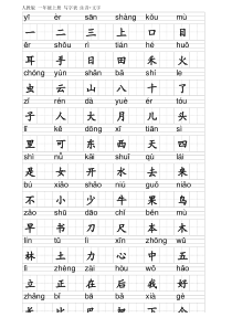 人教版一年级上册写字表识字表