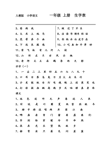 人教版小学语文一年级--上-下册--生字表(打印版)