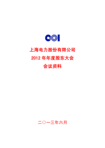 600021上海电力XXXX年年度股东大会会议资料