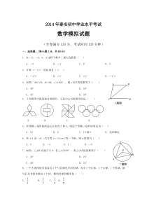 2014年泰安初中数学学业水平测试题