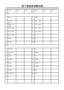 译林四下英语单词默写表