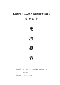 重庆市合川区-梭罗沟井闭坑方案-完全依据市煤管局关于闭坑报告编写规范编制