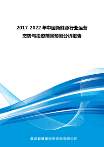 2017-2022年中国新能源行业运营态势与投资前景预测分析报告