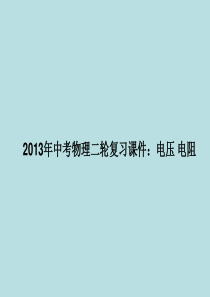 2013年中考物理二轮复习课件：电压 电阻