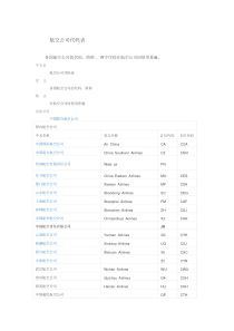 航空公司代码表