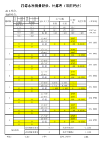 四等水准测量计算表     模版