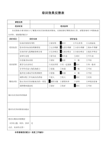 培训效果反馈表