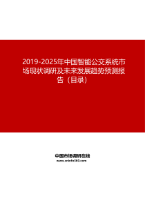 2019-2025年中国智能公交系统市场现状调研及未来发展趋势预测报告目录