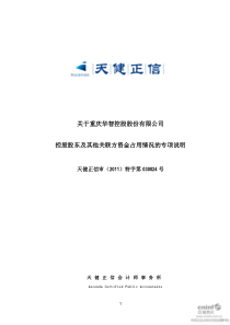 华智控股：关于公司控股股东及其他关联方资金占用情况的专项说明 XXXX