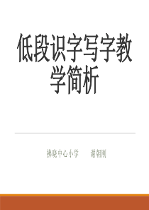 低段识字写字教学讲座