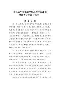 山东省中等职业学校品牌专业建设绩效考评办法(试行)