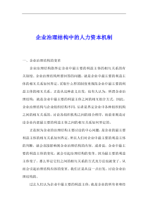 企业治理结构中的人力资本机制