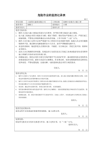 危险作业的监控记录表 混凝土浇捣