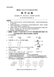 襄阳市襄城区2018年中考适应性考试数学试题(扫描版附答案)