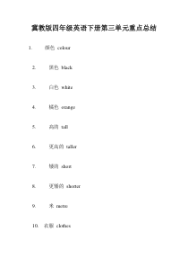 冀教版四年级英语下册第三单元重点总结