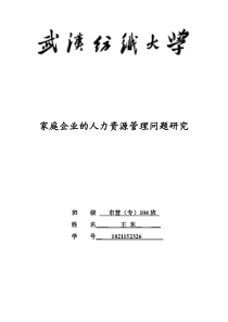 家庭企业人力资源管理问题研究